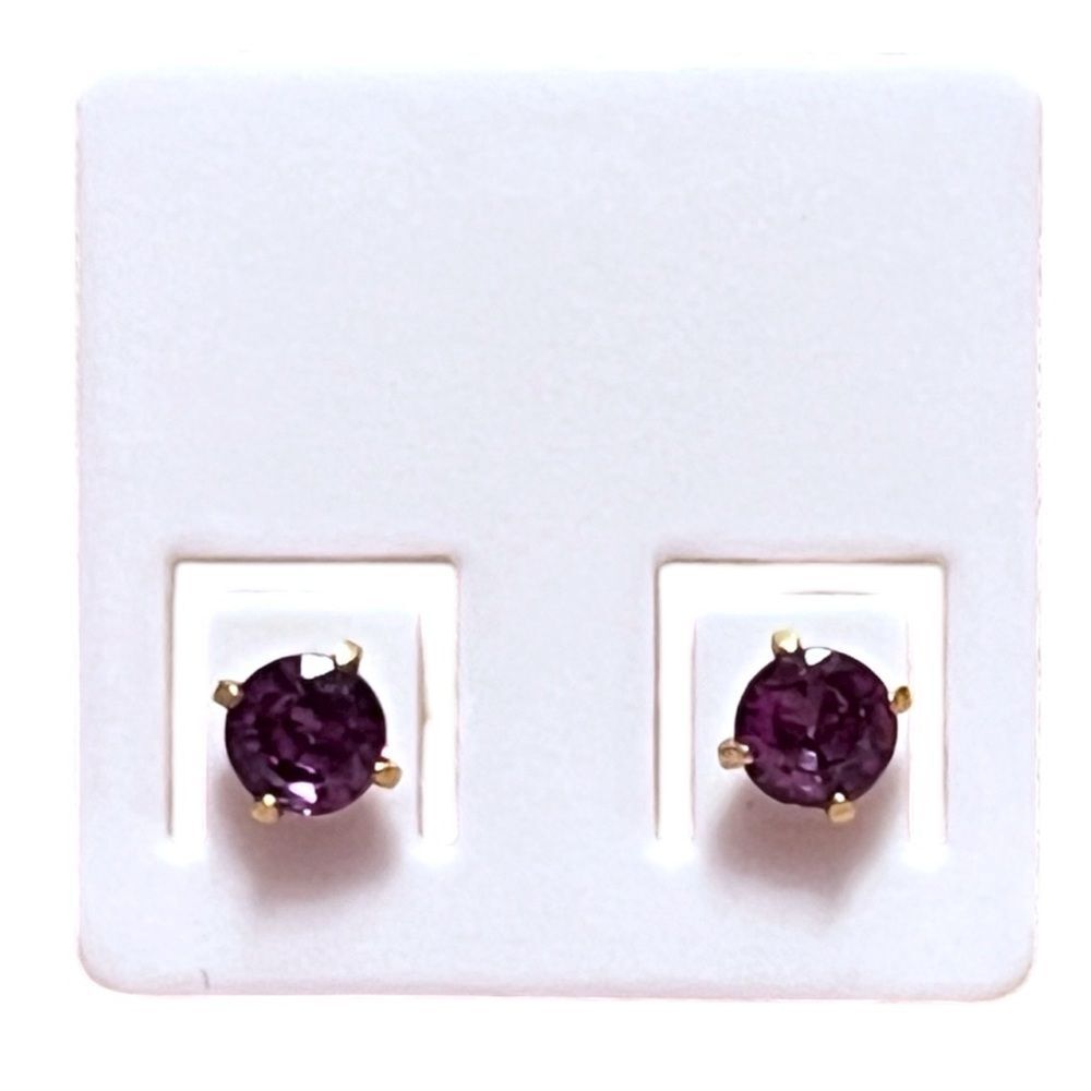 Dainty Sterling Silver Purple Cubic Zirconia Stud Earrings